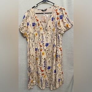 BloomChic Floral Print Top - Cream, Blue, Orange, Yellow